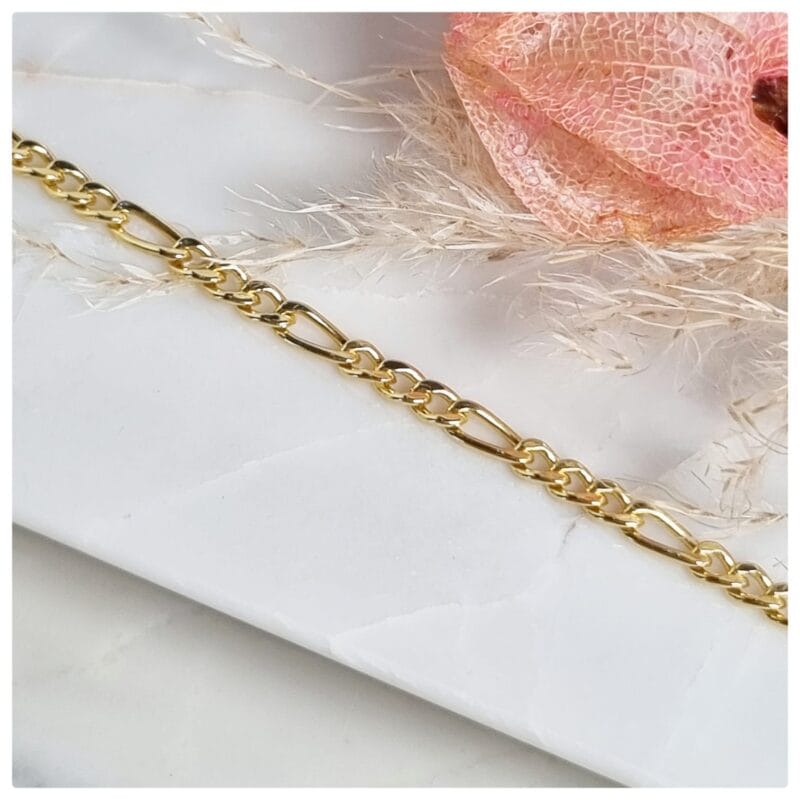 Pulseira dourada unissex malha 3x1