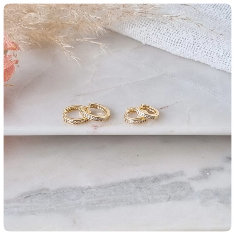Dupla banho dourado cravejado