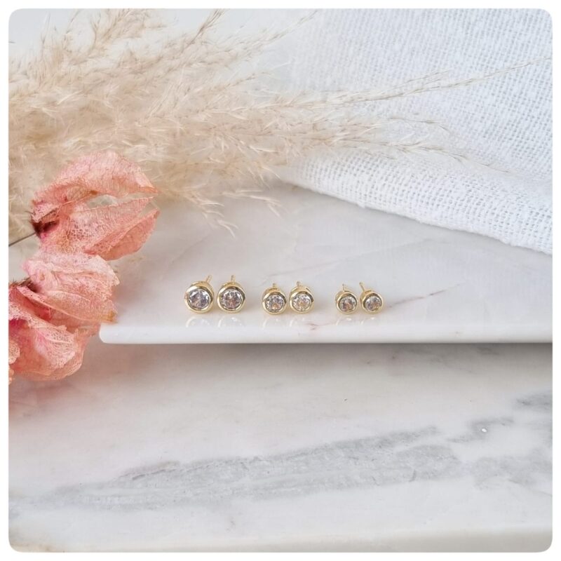 Trio banho dourado com zircônias