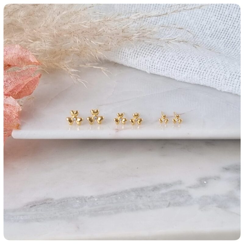 Trio banho dourado florzinhas