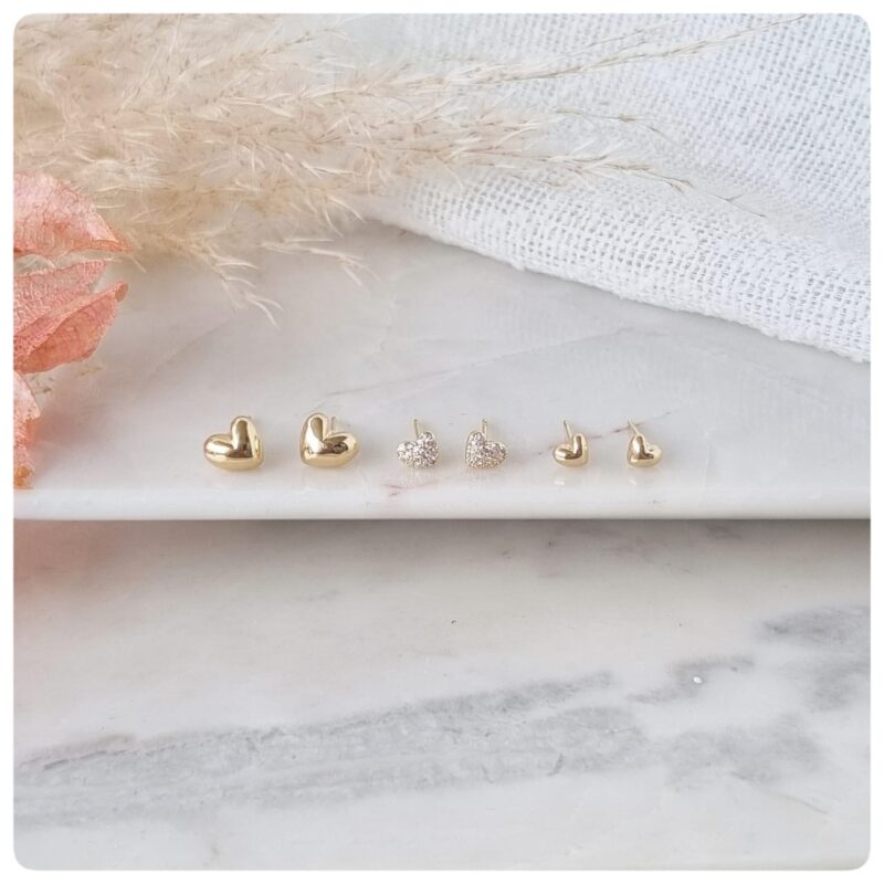 Trio banho dourado corações