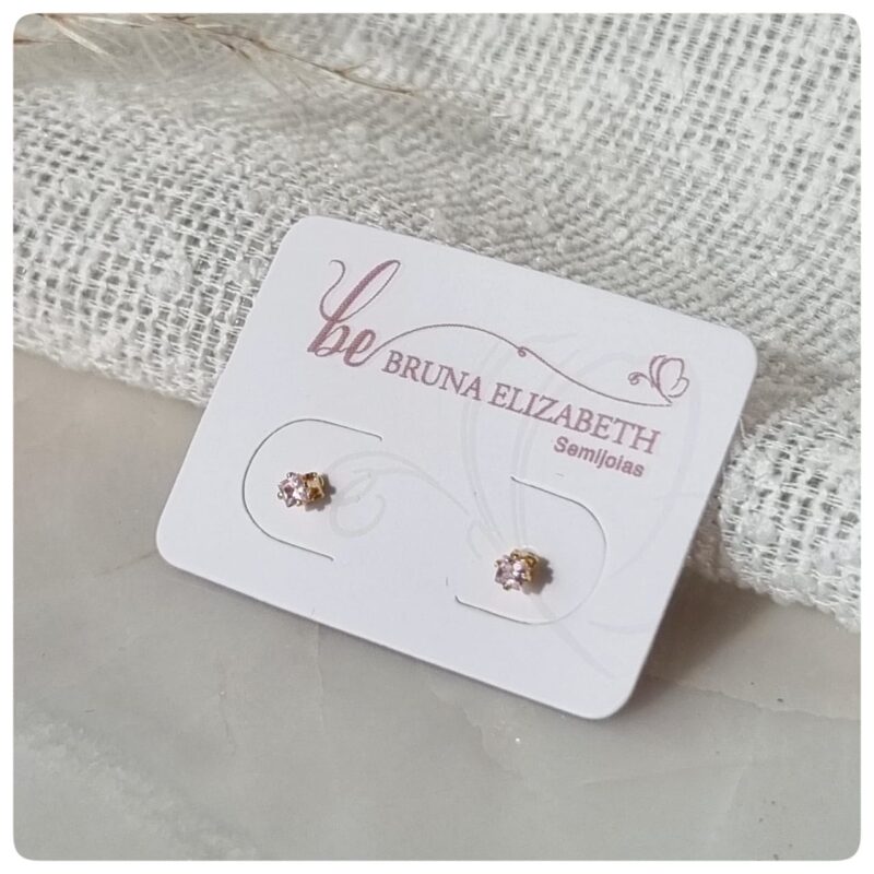 Brinco dourado zircônia rosa
