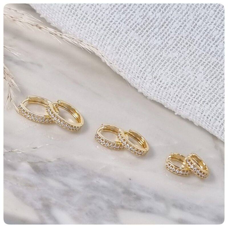Trio banho dourado trabalhado e cravejado