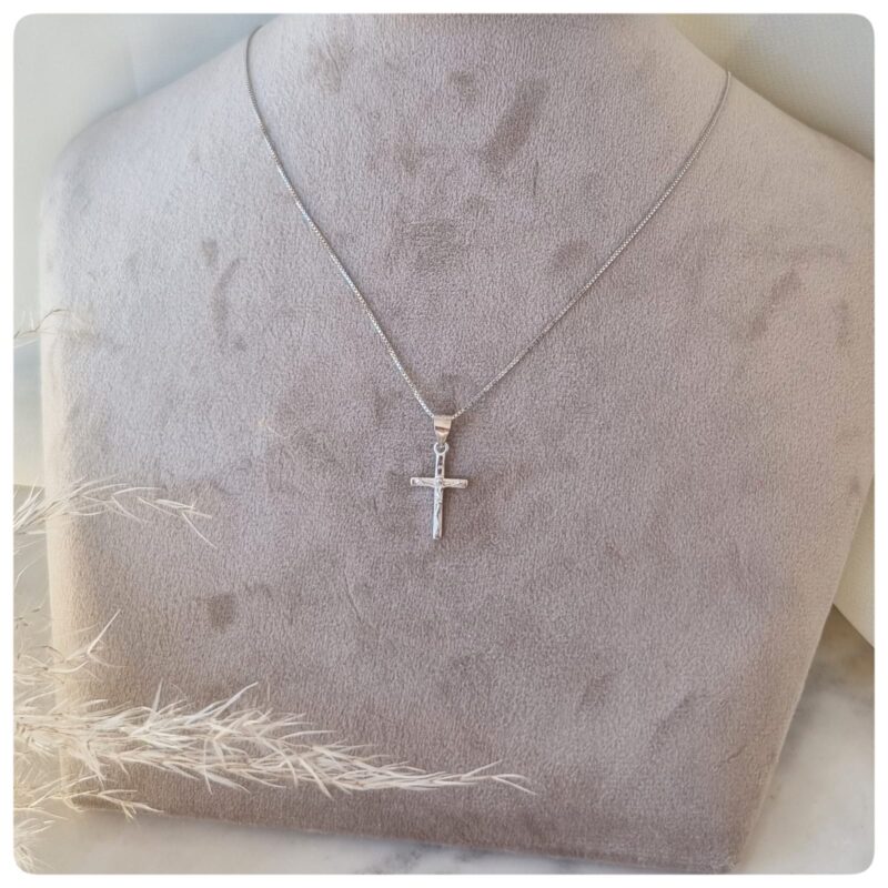 Corrente veneziana prata 925 com pingente cruz com Jesus