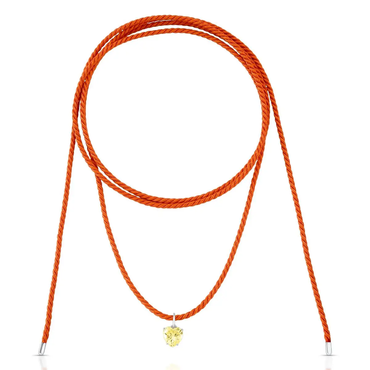 Colar de fio encerado trançado com pingente laranja
